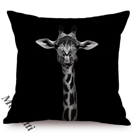 Africa Animal Life Landscape Black And White Photography Art Home Decoration Cushion Cover Yak Elephant Gallery Sofa Pillow Case Peach skin 18*18(CM)-1Pcs