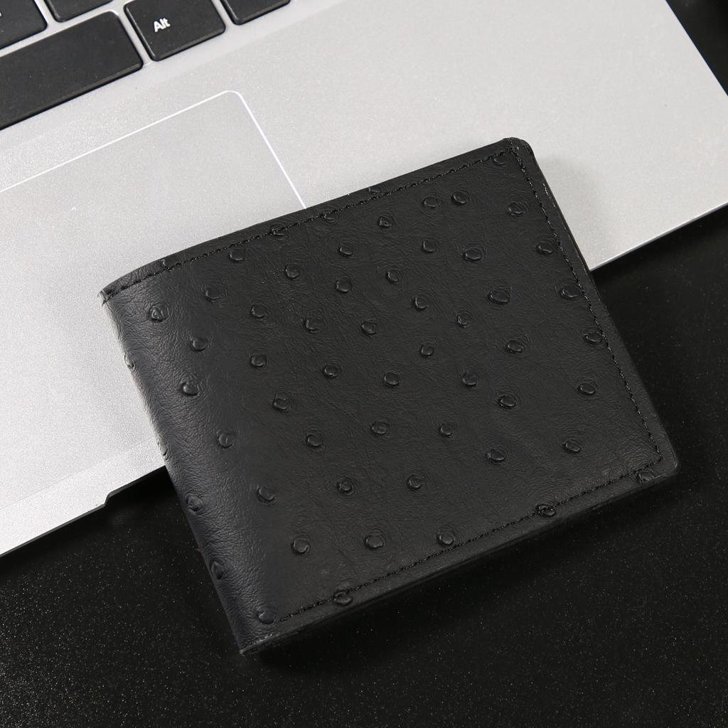 Men's Business Ostrich Pattern Wallet Urban Personalized Multi Functional Large Capacity Horizontal Short Style