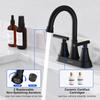 3 Hole Matte Black Bathroom Faucet with Pop-up Drain, 4 Inch Centerset, Stainless Steel Lead-Free for Sink Vanity