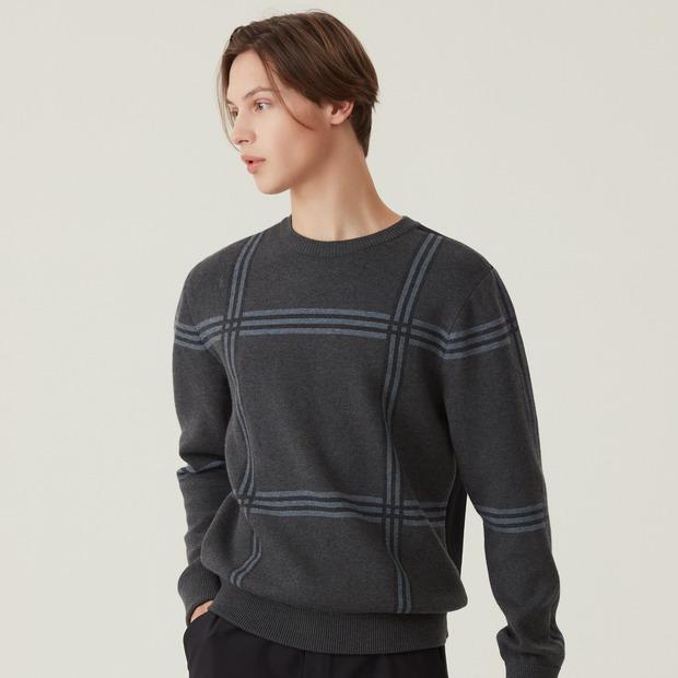 LECOQ GOLF Men'S Check Round Sweater (Go321Mkp94)