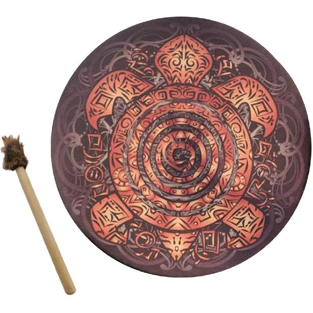 10 Zoll Schildkröten-Schamanentrommel, Lebensbaum-Dekordesign Handtrommel mit Schlägel, Instrumentale Schamanen-Alchemie Mondtrommel, Klangheiler-Schamane