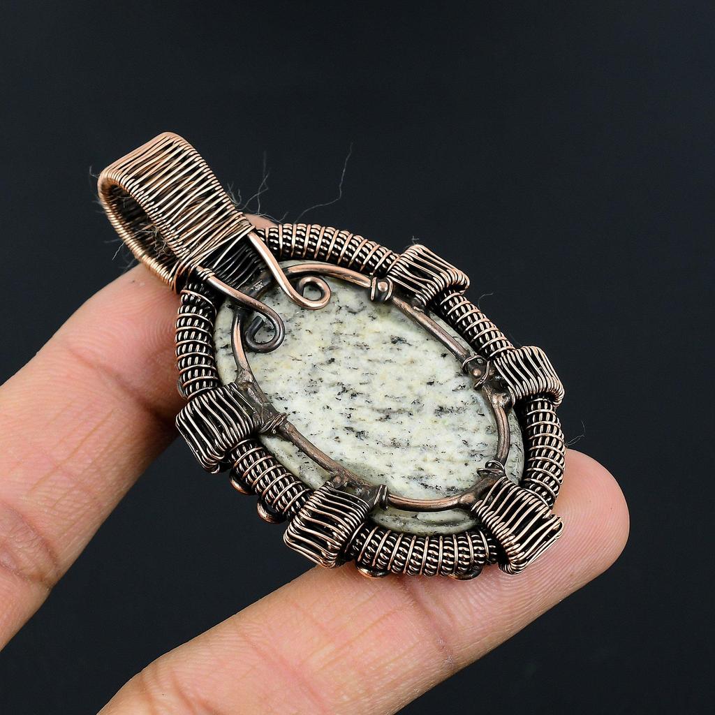 K2 Azurite Pendant, 999 Copper Wire Wrapped Gemstone Jewelry, Handmade Pendant, For Thanksgiving