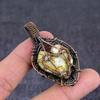 Natural Biwa Pearl Gemstone Handmade Copper Wire Wrap Jewelry Pendant 2.21" u1Z76