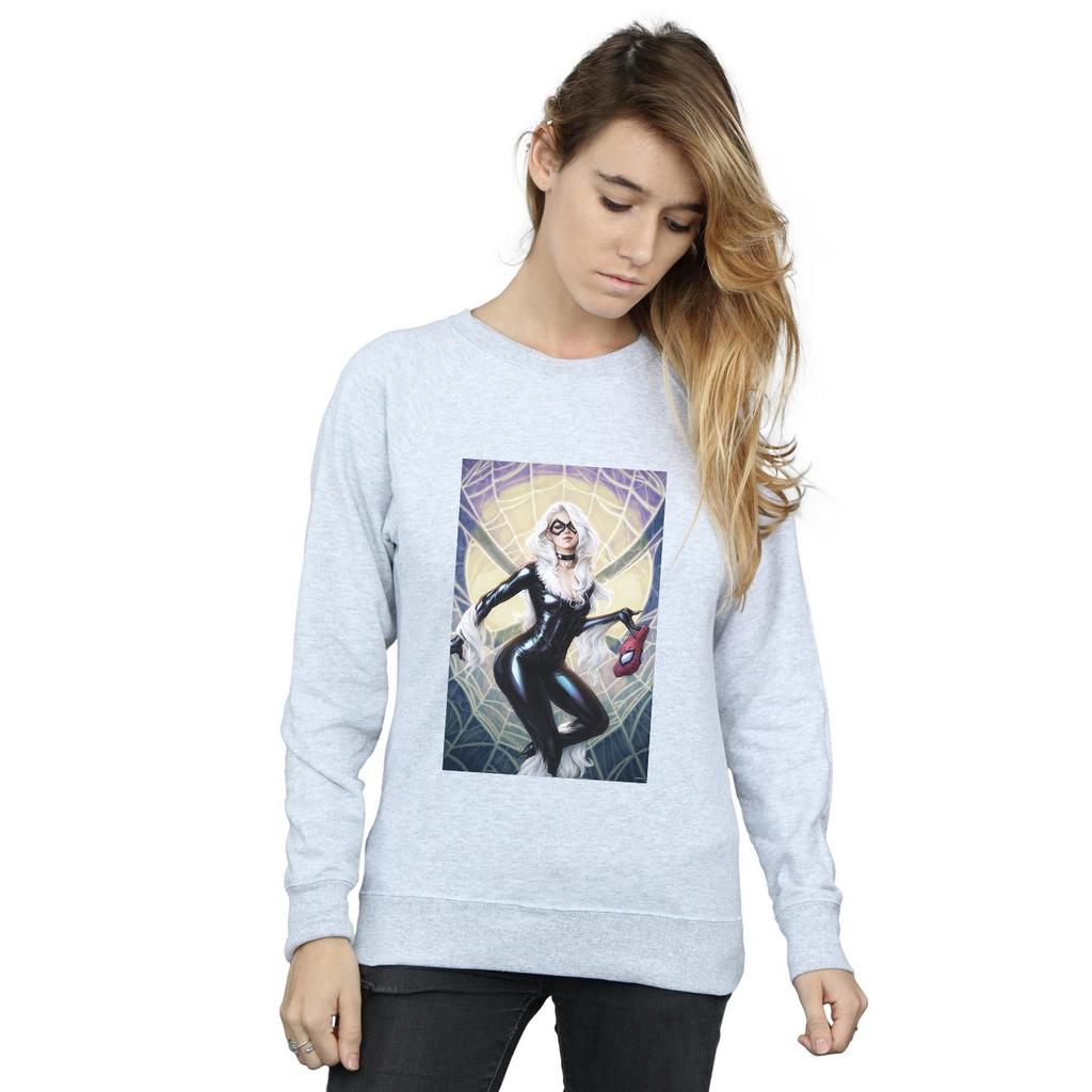 Marvel Womens/Ladies Black Cat Artwork Sweatshirt