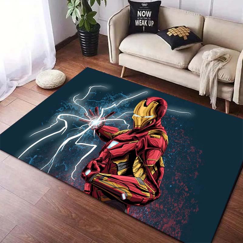 1pc Iron Man Pattern Area Rug Soft Flannel Floor Mat for Living Room, Bedroom, Sofa Coffee Table Floor Mat, Machine Washable