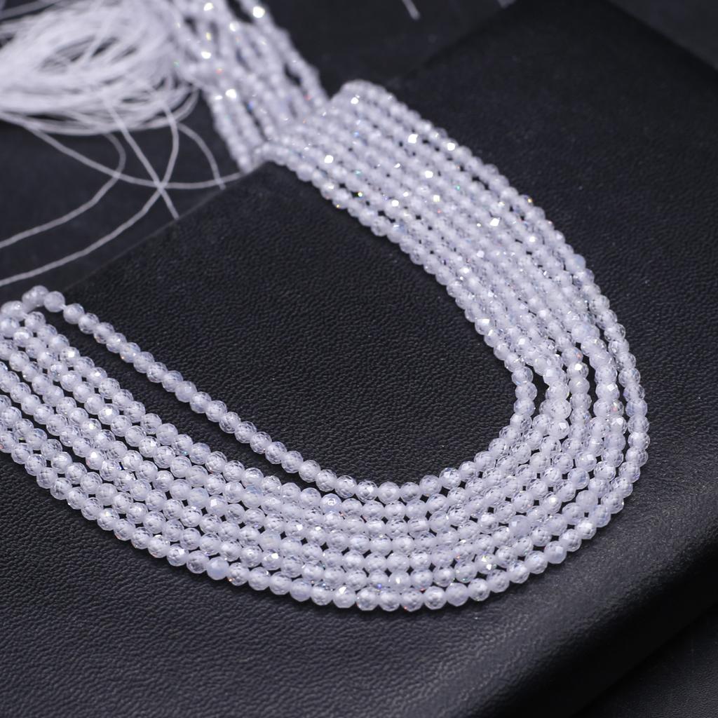 Facettierte Perlen aus Naturstein, Zirkon, kleine Perlen, 3 mm, Charms für Schmuckherstellung, DIY-Halskette, Armband, Ohrringe, Zubehör