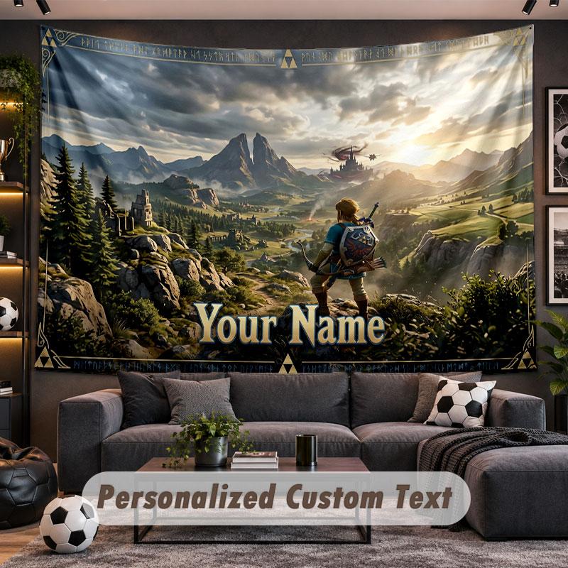 Wall Hanging Tapestry Custom NameZelda Pattern Personalized Printed Fabric Wall Decor