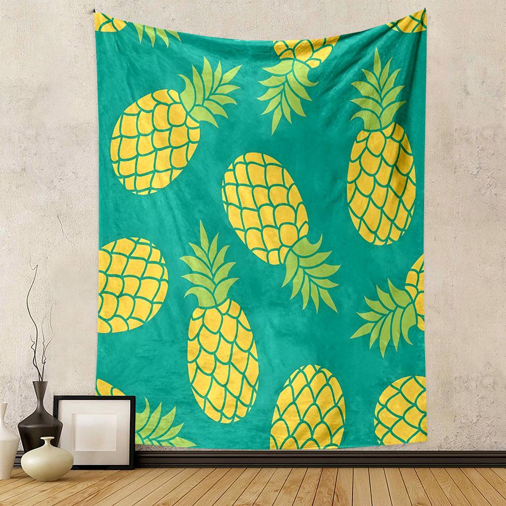 Tropical Pineapple Pattern Design Patterned Tapestry Decorative Wall Hanging, Home Bedroom Living Room Decor
