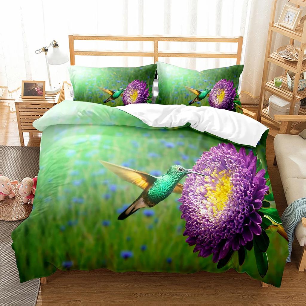 Comforter Cute Birds Wild Animals Pattern Polyester Comforter With For Men Women Bedding Set King Size