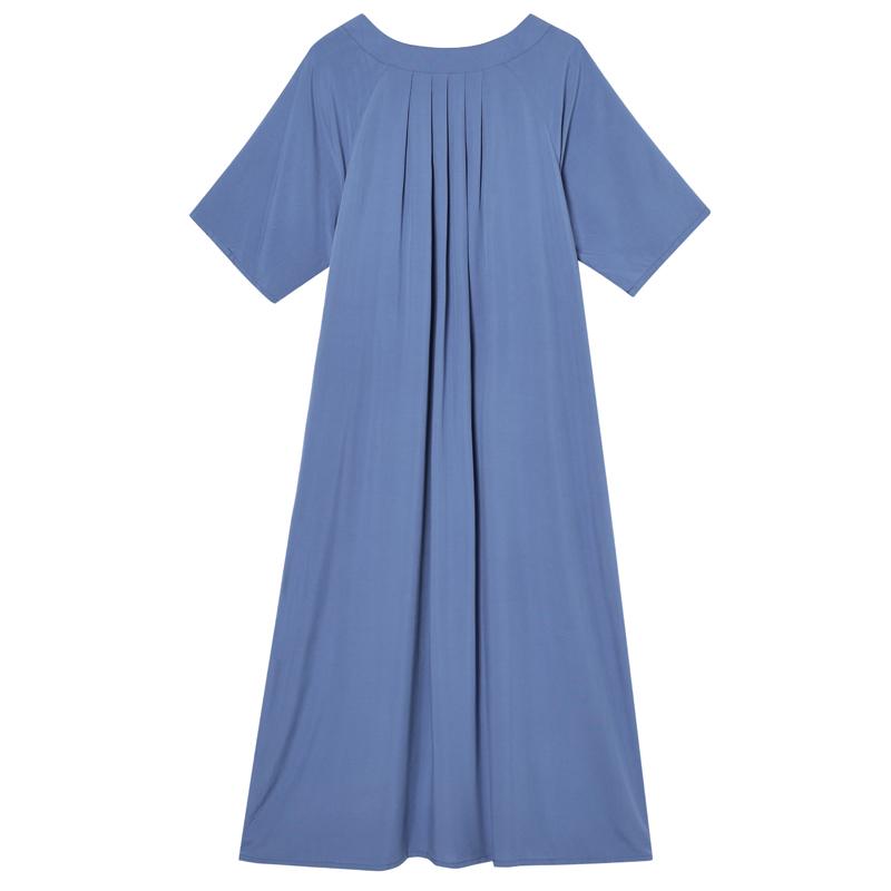 Women's Plus Size Maxi Dress, Boho Print Loose Short Sleeve Casual Dress with Pockets (XL-5XL)
