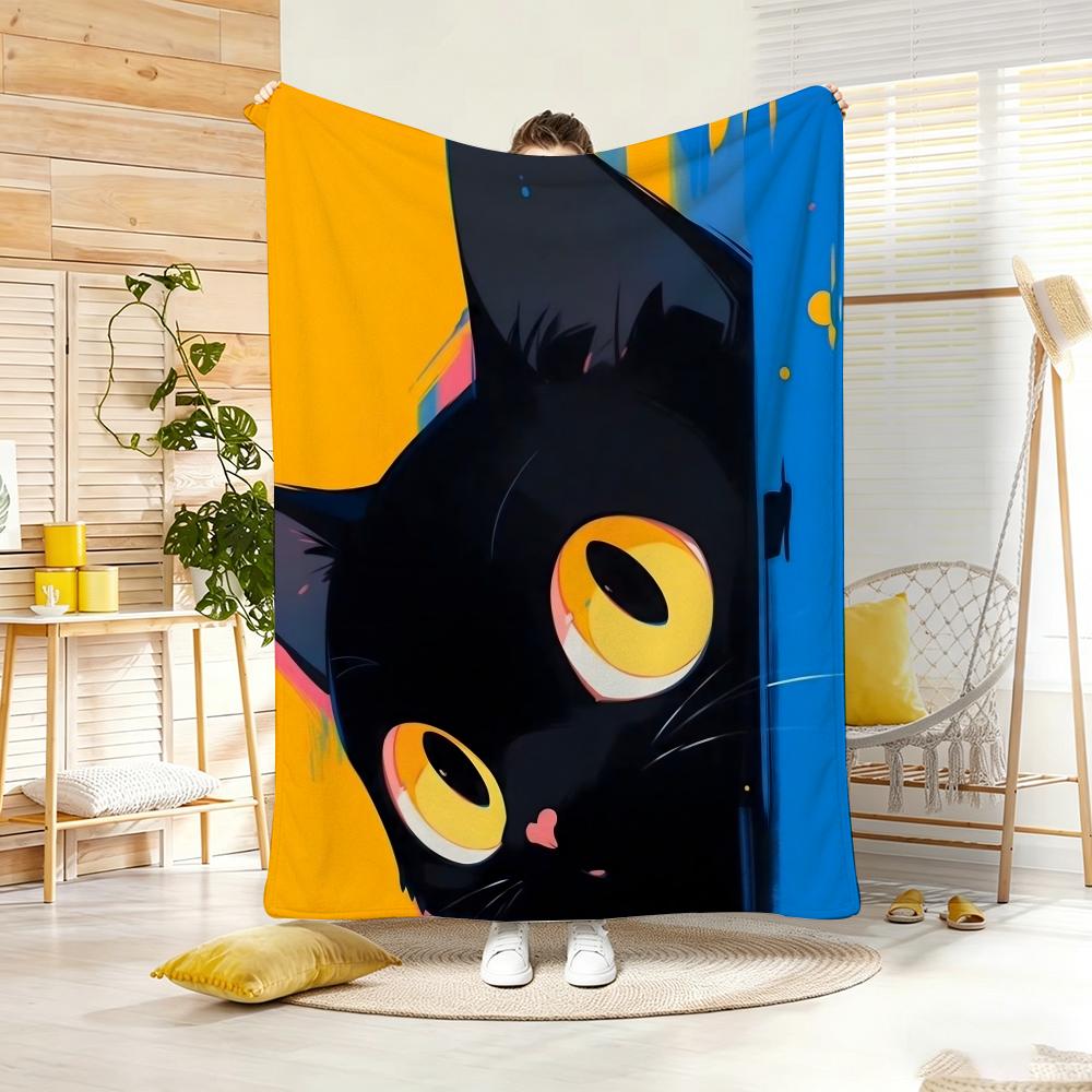 Artistic Pattern C-catS Throw Lightweight 240g Flannel Blanket Soft Skin-friendly for Summer Cooling