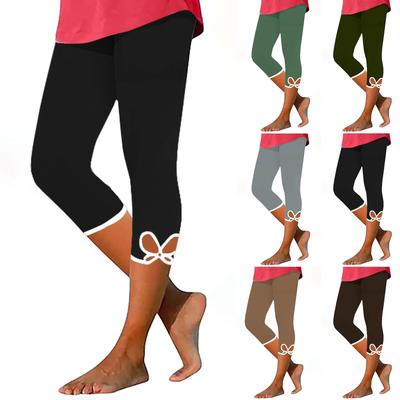 Kadınlar İçin Delikli Kapri Tayt Yazlık Yoga Egzersiz Pantolonu Plaj Taytı Rahat Jeggings Esnek Pijama