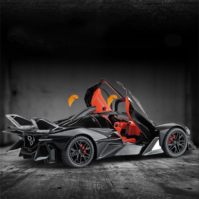 ABAA1 1:24 Project EVO Toy Model Car Diecast Metal Doors Opened Supercar Sound Light Pull Back Vehicles Boys Collection GiftVV