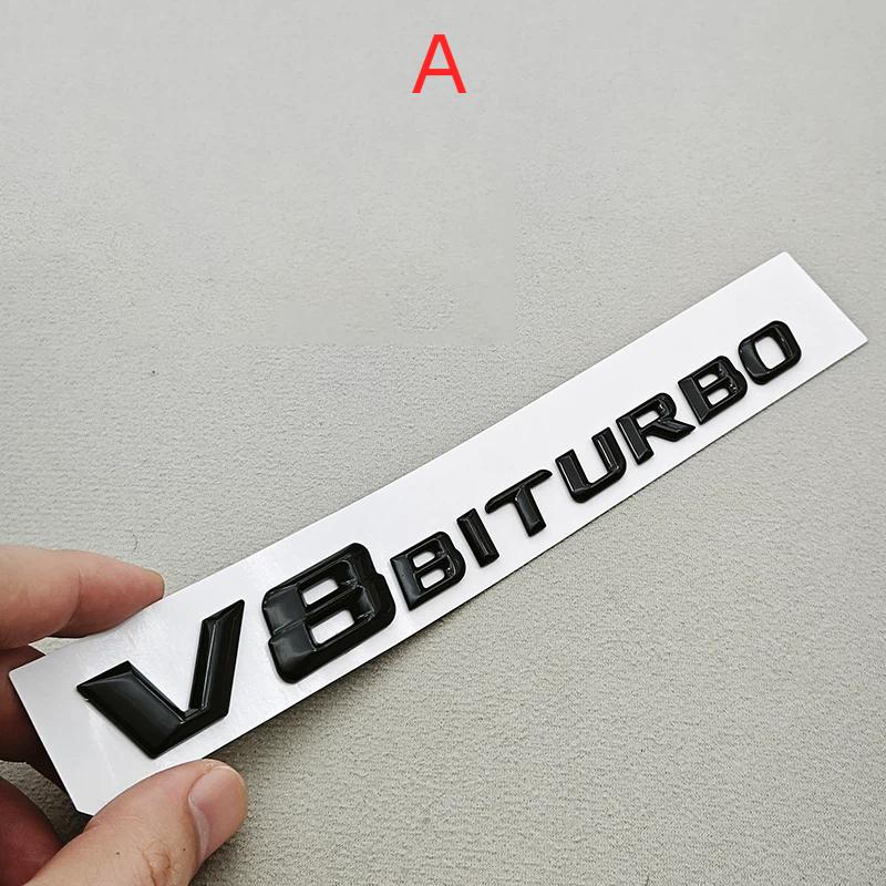 

3D ABS Chrome Logo V8 BITURBO Emblem Car Fender Side Badge Decal For Benz AMG C63S C63 E63 G63 G500 Sticker Accessories A