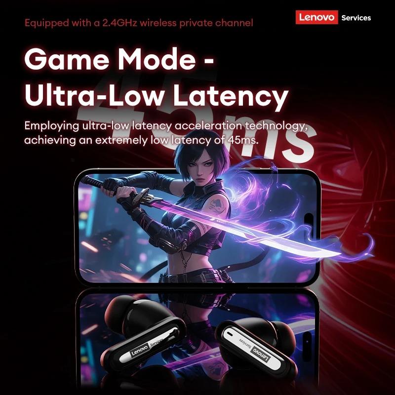Cuffie da Gaming Wireless Originali Lenovo GT103 Suono Surround 720° Auricolari Bluetooth 6.0 Auricolari Sportivi con Cancellazione del Rumore (ENC) Luce Respiratoria Blu Ghiaccio