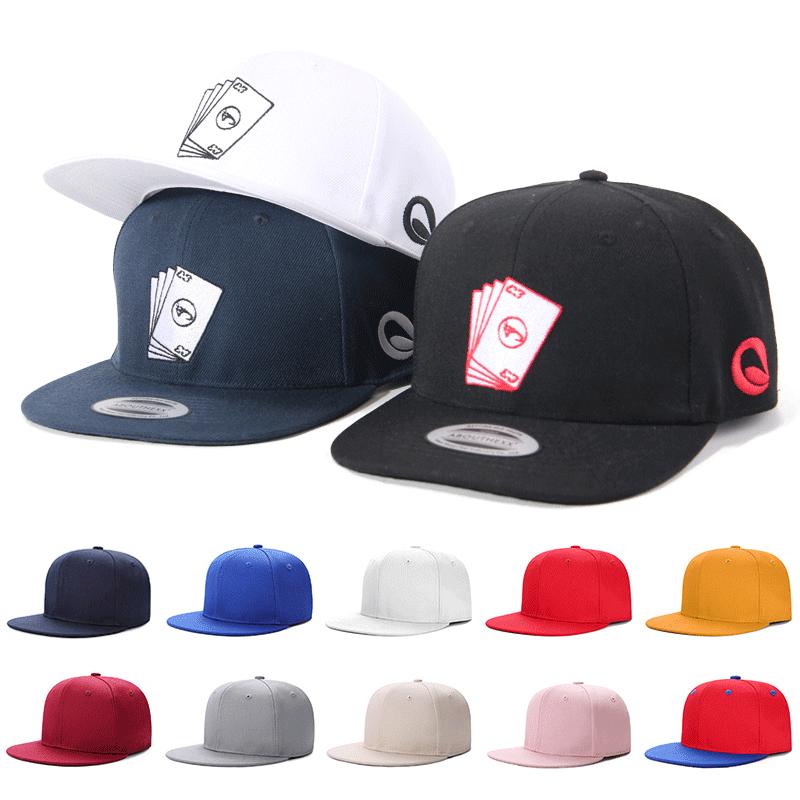 Custom Embroidered Logo Flat Brim Sports Hat Baseball Cotton Snapback Caps