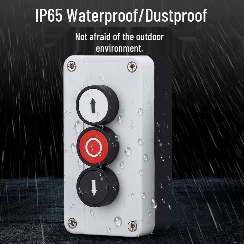 Waterproof 22mm Emergency Stop/Start Button Switch Box with Self-Locking & Resetting Indicator Light