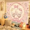 Cute Cartoon Character Tapestry - Kawaii Bow Print Wall Hanging For Girls Bedroom Dorm Decor
