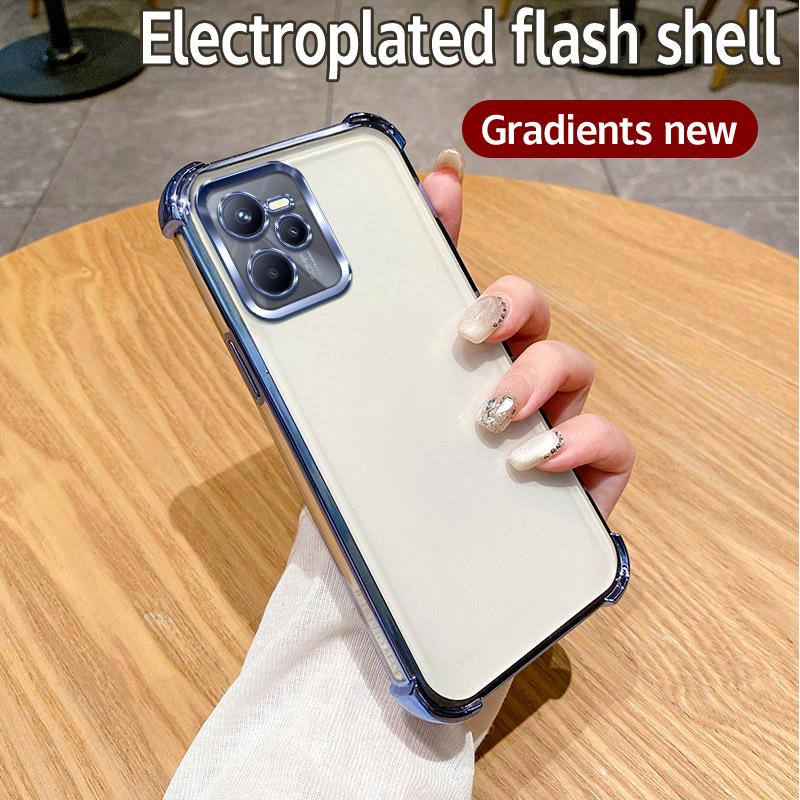 For OPPO Realme C35 Case Realme Narzo 50A Prime Phone Case Shiny Glitter Plating Silicone Camera Lens Soft Back Cover