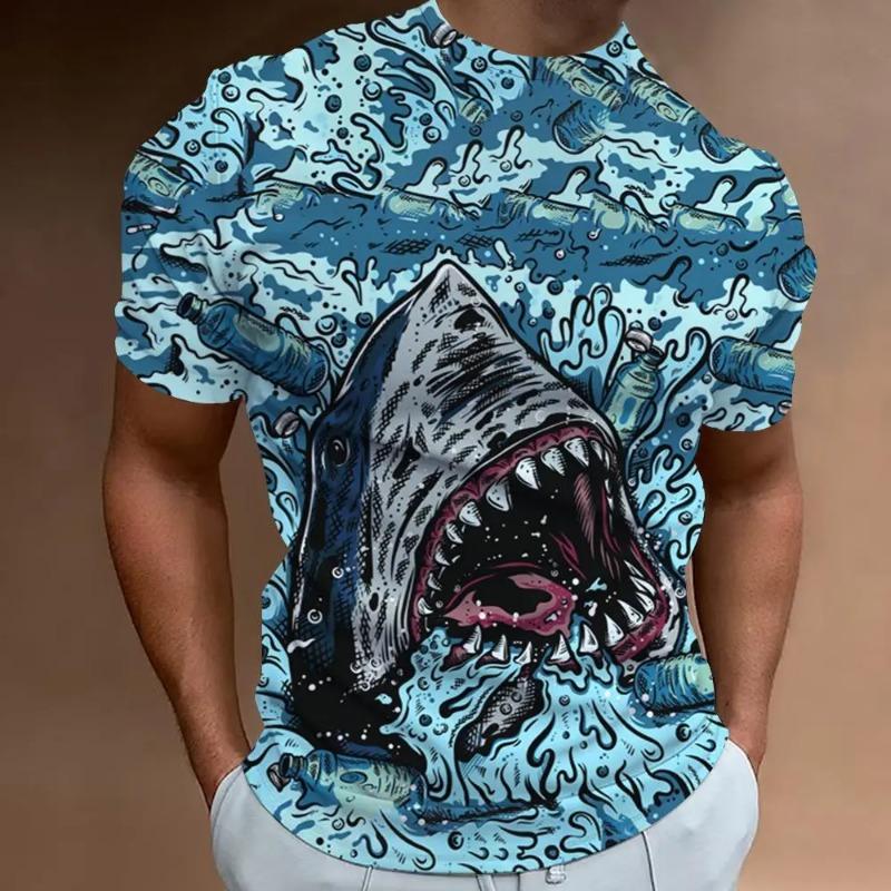 

Повседневная футболка оверсайз с принтом акулы 3D Stampato Estate abbigliamento da uomo moda Street Trend Топ с круглым вырезом премиум-класса XXS