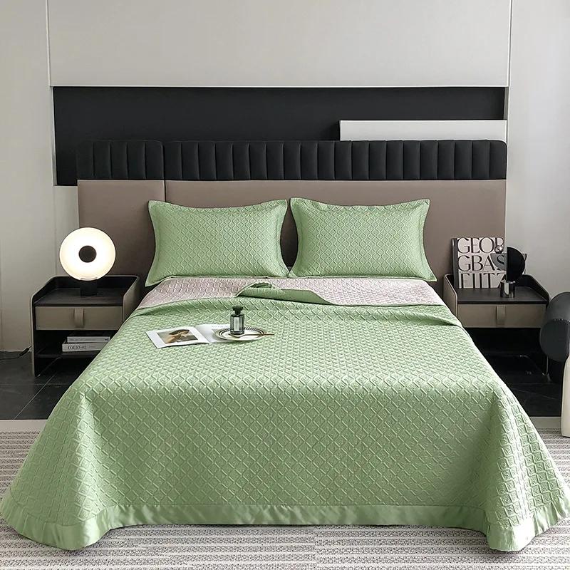 High-End Solid Color European-Style 60 Tencel Three-Piece Bed Cover Set Large Size Lyocell Tencel Thickened Quilted Bed Cover