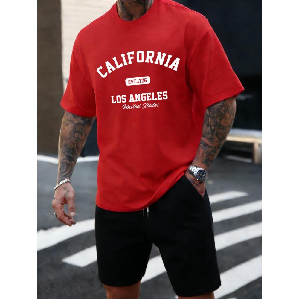 California Los Angeles Est 1776 Men T Shirts Retro Fashion Soft Short Sleeve Summer Comfortable T-Shirt Unisex Loose Top