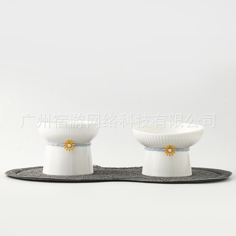 Ceramic Cat Bowl Anti Black Chin Non Spill Water Dish Pet Food Feeder for Cats and Dogs