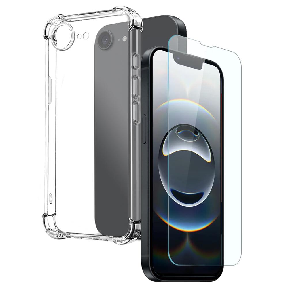 

NORTHJO For iPhone 16e Clear Phone Case Four Corner Shockproof TPU Cover with Tempered Glass As Shown A