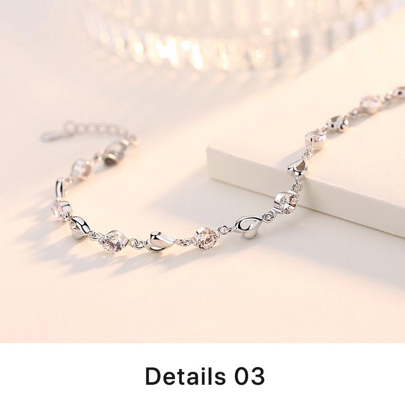 Fashion Crystal Silver Plated Heart Bracelet Zircon Diamond Adjustable Bracelet Jewelry Gift for Women