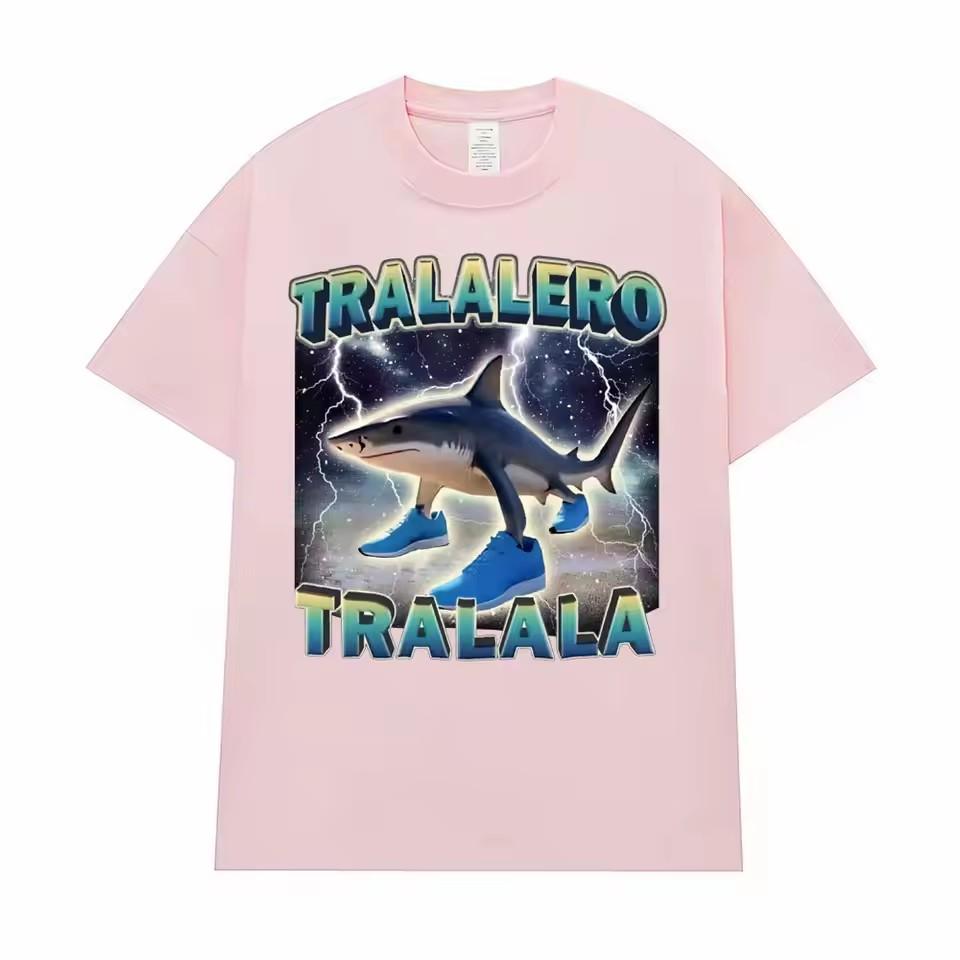 Tralalero Tralala Bootleg Brainrot Italian Brainrot Meme T-Shirt Funny Shark Graphic High Quality Cotton Short Sleeve T Shirt