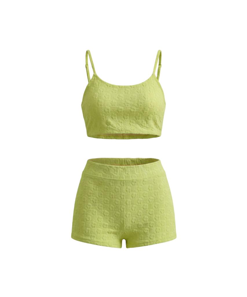 VIKINI VENDER Benny Texture Bandeau Shorts Bikini - Lime