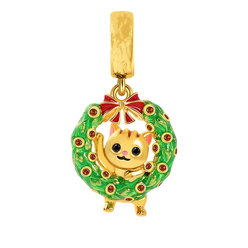 New Sparkling Golden Charms Pet Cat & Dogpaw Print Beads Fit Original Bracelets Necklace Accessories Diy Women Jewelry Gifts