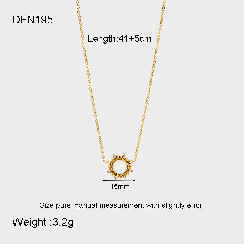 Europäisches & Amerikanisches Retro Schmuckset: 18K vergoldeter Edelstahl mit Opal-Sonnenkette, Armband und Ohrsteckern für Damen