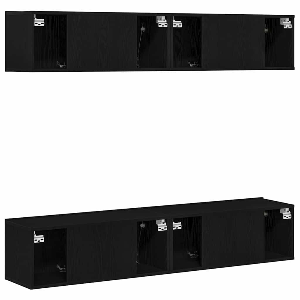 TV Cabinet Set 4 pcs Black Oak Effect 80 x 30 x 30 cm