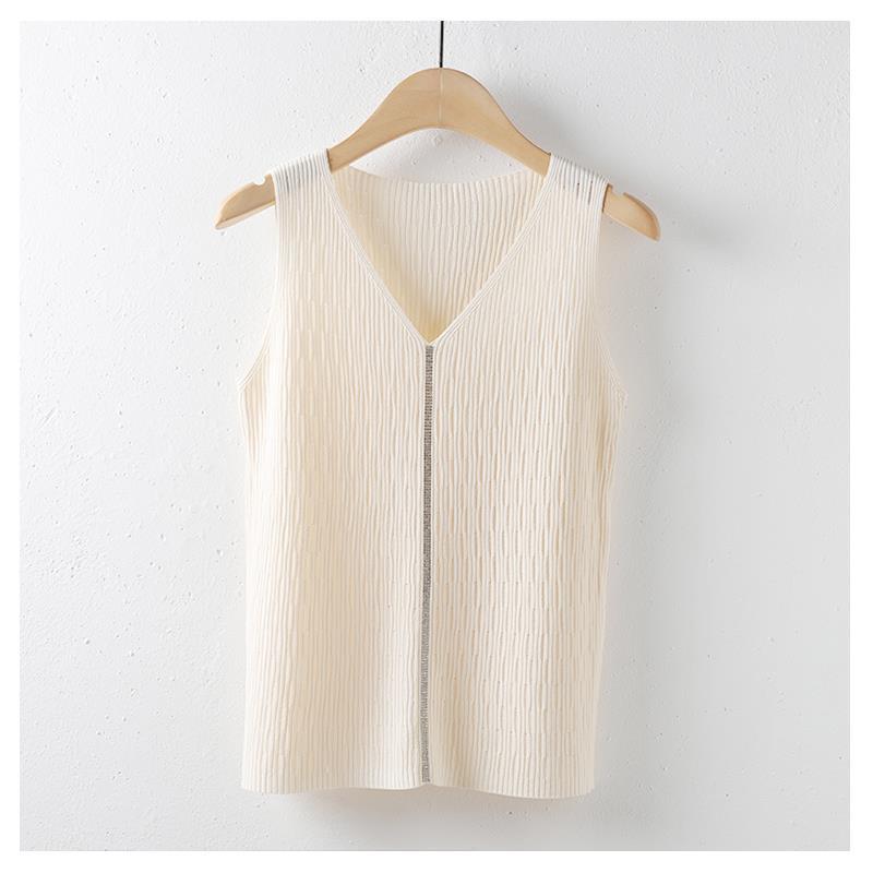 Black Tank Tops Women 2025 Summer Sleeveless V-Neck White Knitted Tank Tops Camis Women Tops JJ311