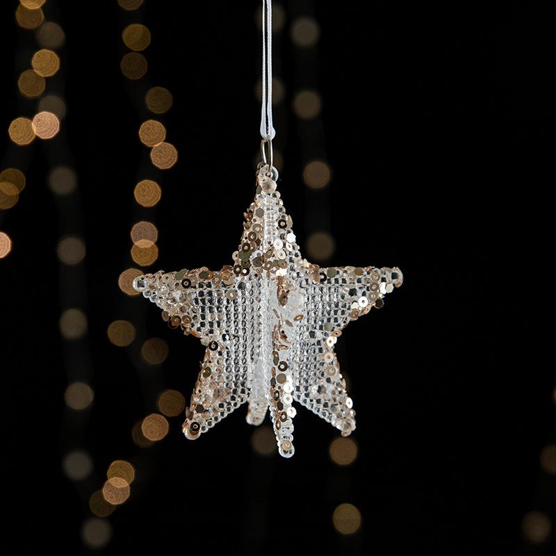 Cross-border Christmas Decorations Sequins Acrylic Pendant Transparent Snow Pendant Christmas Tree Scene Layout Props