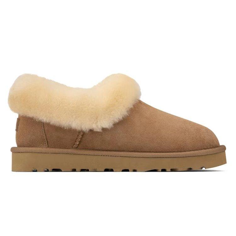 Big Celebration Thick-soled Low-top Snow Boots Women's Sheepskin and Fur Integrated 2025 New One-pedal Fluffy Winter Cotton Shoes