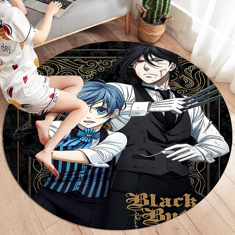 Black Butler Round Area Rug,Carpet Rug for Living Room Bedroom Sofa Playroom Decor,Non-slip Floor Mat