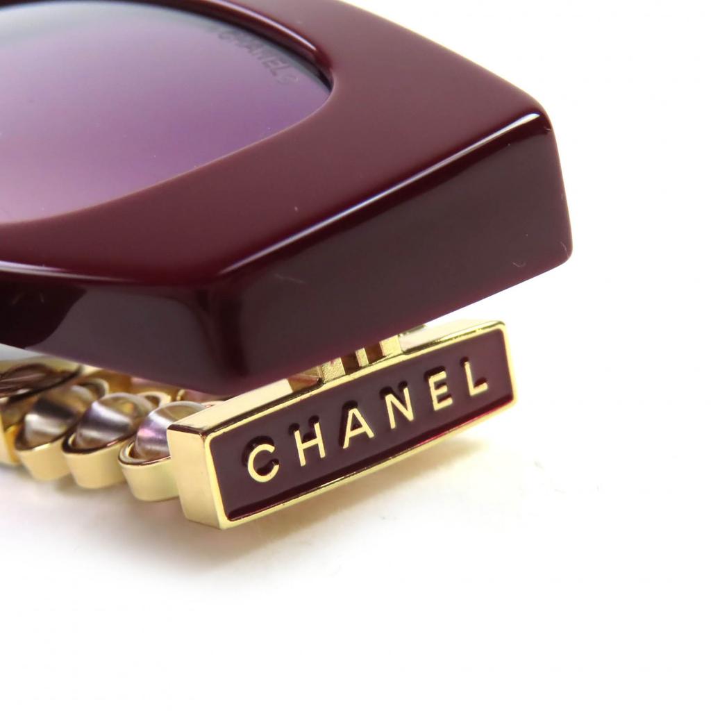 Excellent CHANEL sunglasses COCO Mark Oval Shape Eyewear Burgundy Gold Women 5544-A Used