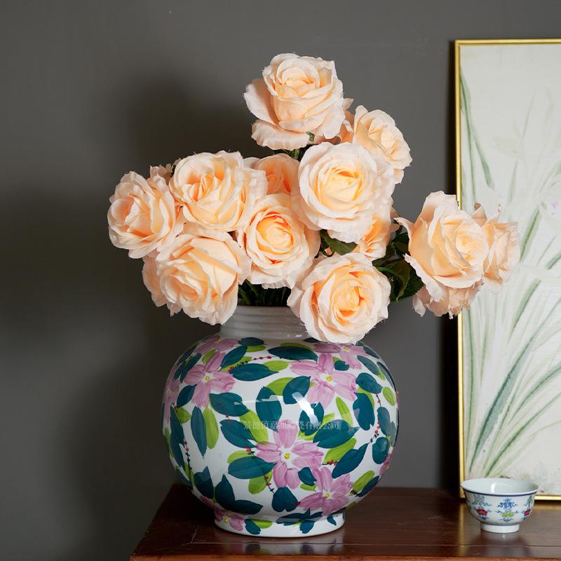 Ceramic Vase Hand-painted Flowers Handmade Porcelain Jar Flower Vase Ceramic Handicrafts Flower Arrangement Flowerpot