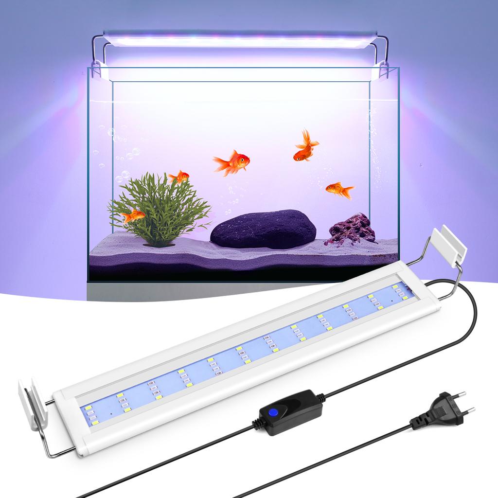Aluminium Aquarienpflanzen Wachstumslichtleiste Clip-On Aquarienlampe mit Schalter 3-farbig wechselbar/Blau Weiß 220V Skalierbares Design