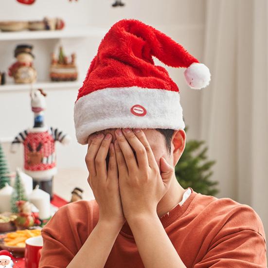 Electric Christmas Hat Plush Singing Dancing Santa Hat Funny Light Up Swing Velvet Hat for Xmas New Year Party Supplies