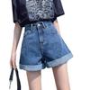 Women's Korean Style High Waist Loose Denim Shorts - Versatile Wide Leg Casual Fit with Rolled Hem
