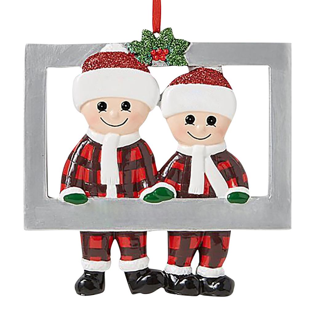 New Christmas Pendant Photo Frame Family resin Hanging Ornament Blessing New Year Home Decoration 2025 Christmas Tree Ornaments