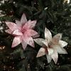 Glitter Artificial Poinsettia Flower 29CM Simulation Flowers Sequins Flower  Christmas Decoration