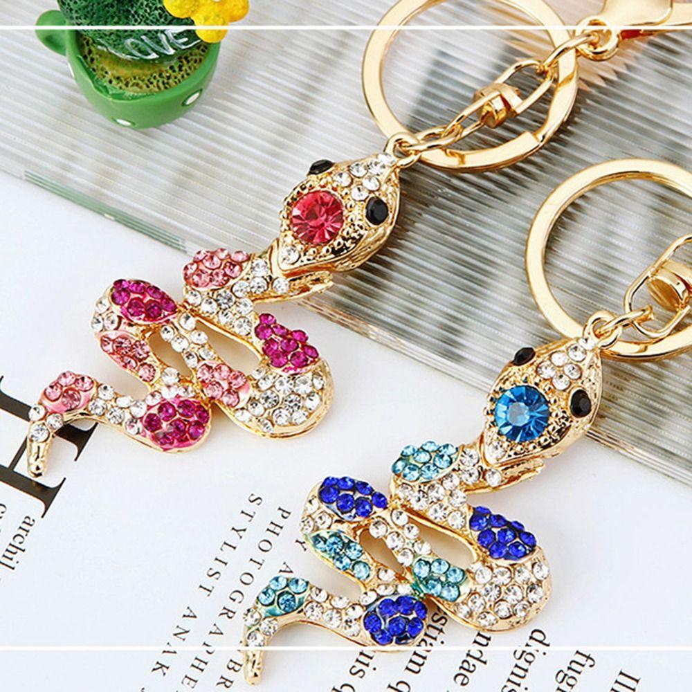 Fortune Rhinestone Snake Keychain Exquisite Women's Bag Pendant Snake Lucky Pendant New Year Gifts