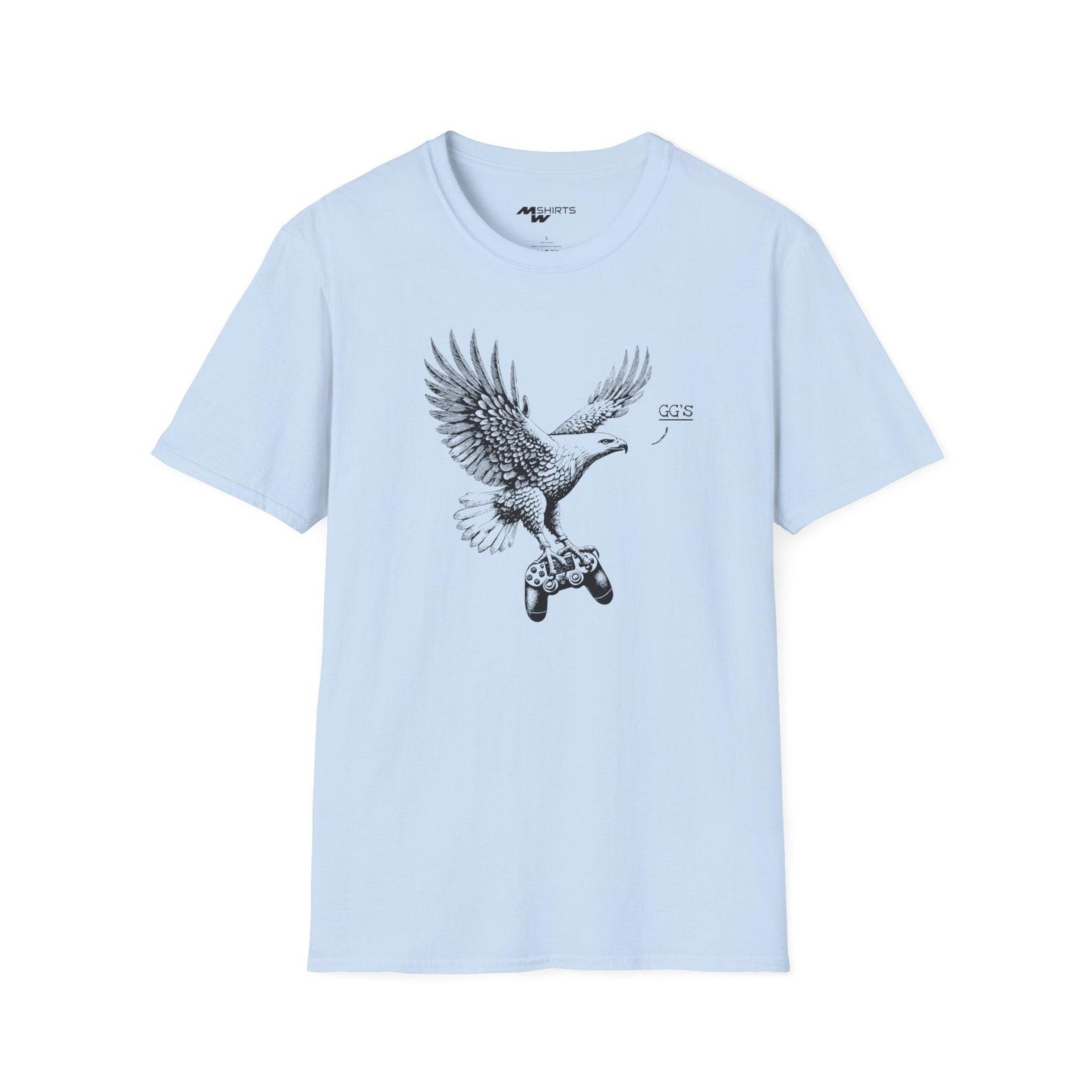 Eagle Gamer T-Shirt: Copper Engraving Style, Unisex Cotton Tee 4XL