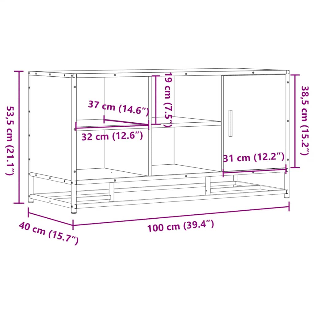 Shoe Bench Sonoma Oak 100 x 40 x 53.5 cm Engineered Wood and Metal