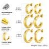 3pcs Stainless Steel Gloss C-shaped Earrings,Women's Gold Color High-quality Earrings,Trendy Geometric Jewelry Party Gift