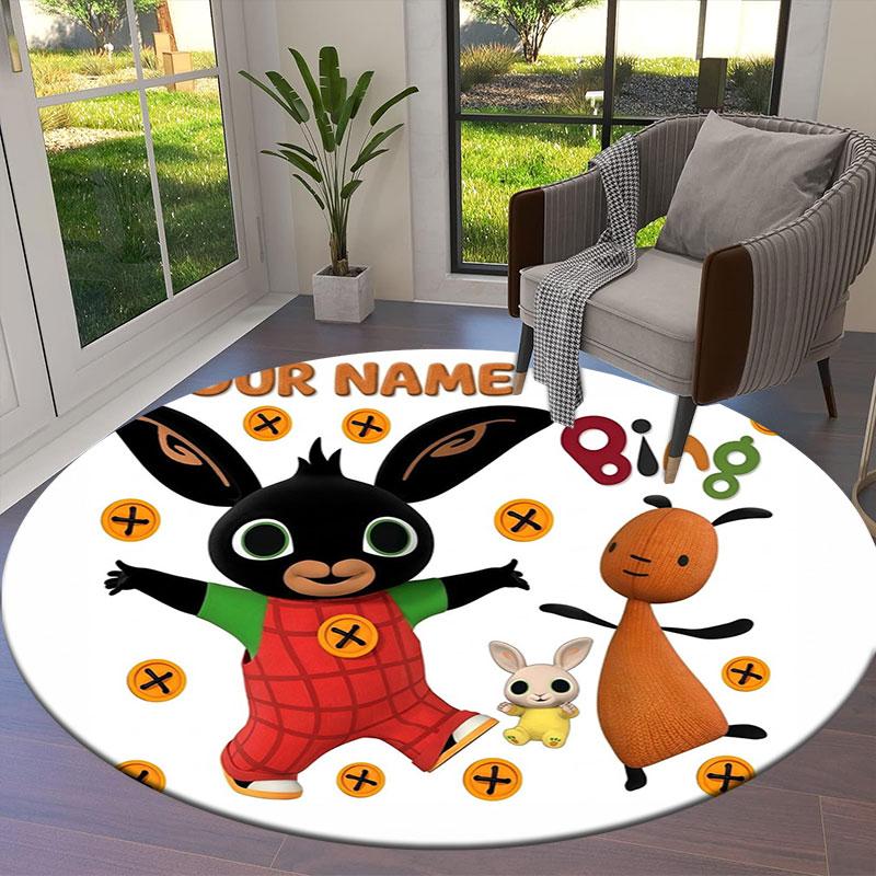 Bing Custom Name Round Area Rug,Carpet Rug for Living Room Bedroom Sofa Playroom Decor,Non-slip Floor Mat
